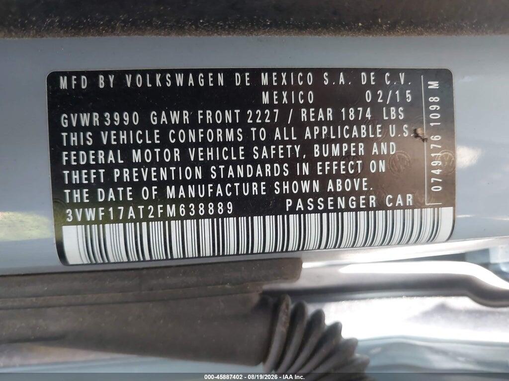3VWF17AT2FM638889 2015 VOLKSWAGEN BEETLE photo no. 9