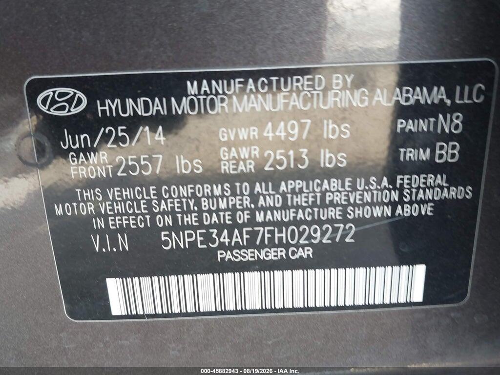 5NPE34AF7FH029272 2015 HYUNDAI SONATA photo no. 9