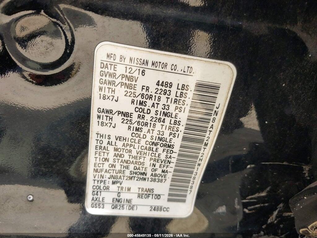 JN8AT2MT2HW138387 2017 NISSAN ROGUE photo no. 9