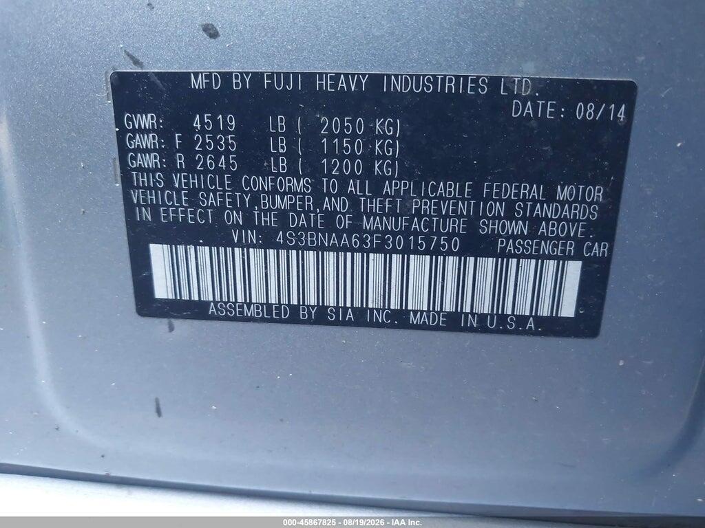 4S3BNAA63F3015750 2015 SUBARU LEGACY photo no. 9