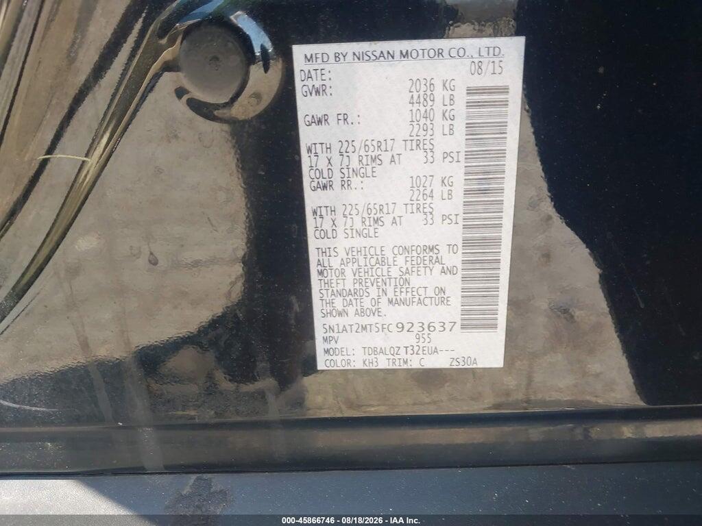 5N1AT2MT5FC923637 2015 NISSAN ROGUE photo no. 9