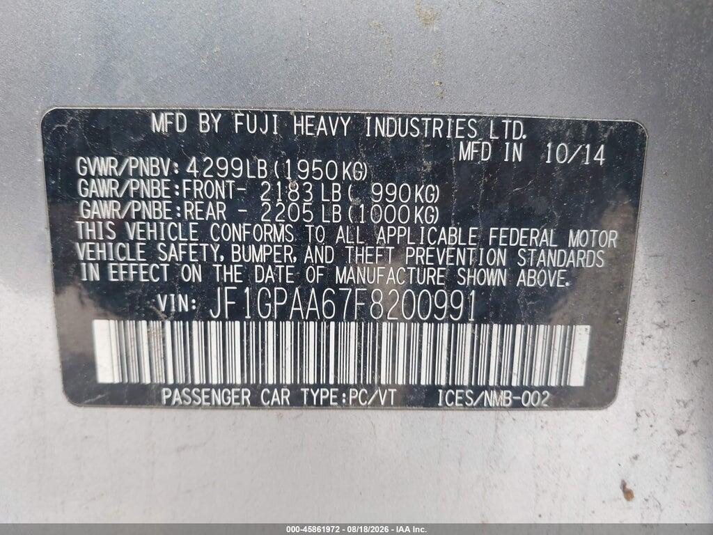 JF1GPAA67F8200991 2015 SUBARU IMPREZA photo no. 9