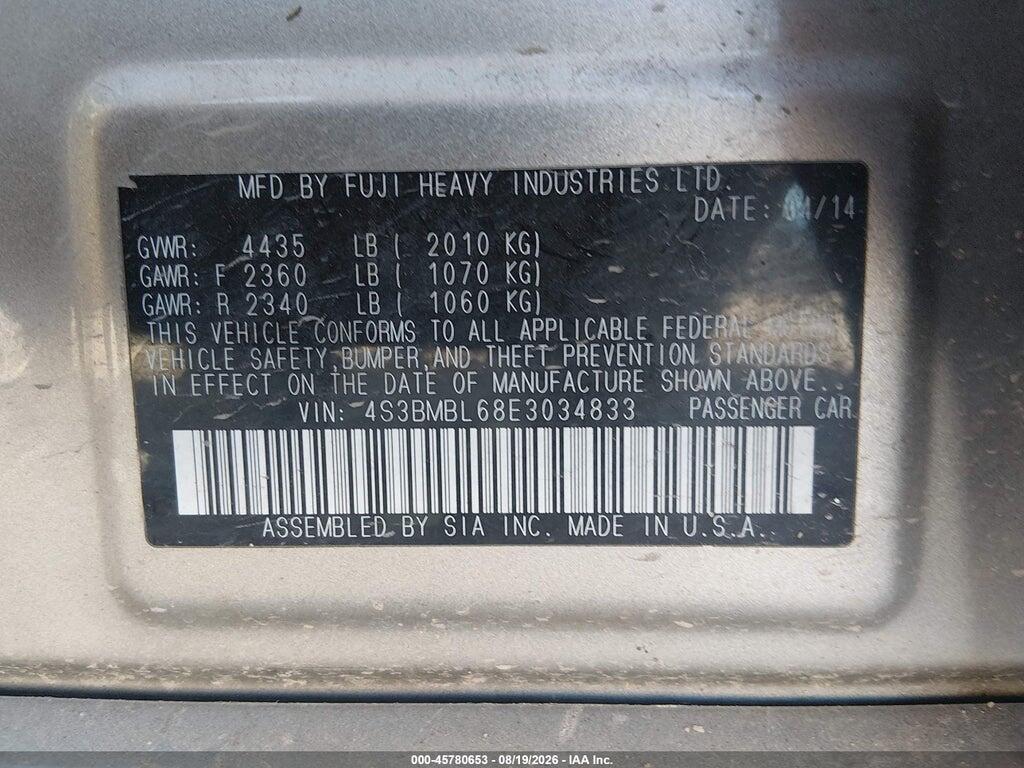 4S3BMBL68E3034833 2014 SUBARU LEGACY photo no. 9