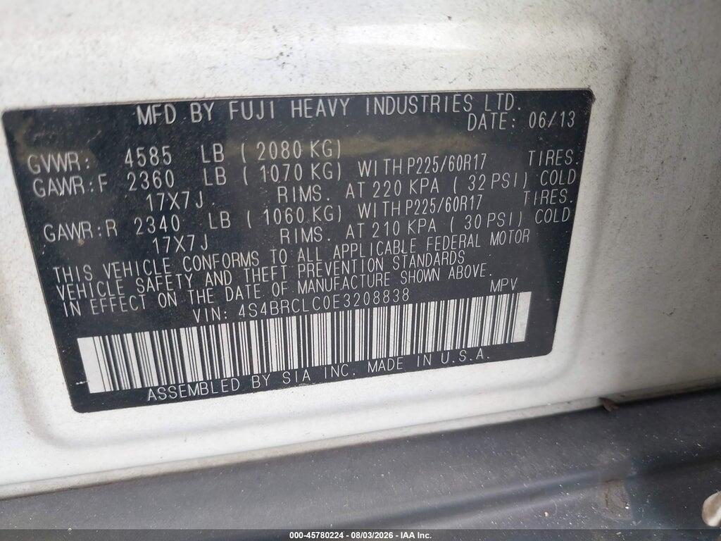4S4BRCLC0E3208838 2014 SUBARU OUTBACK photo no. 9