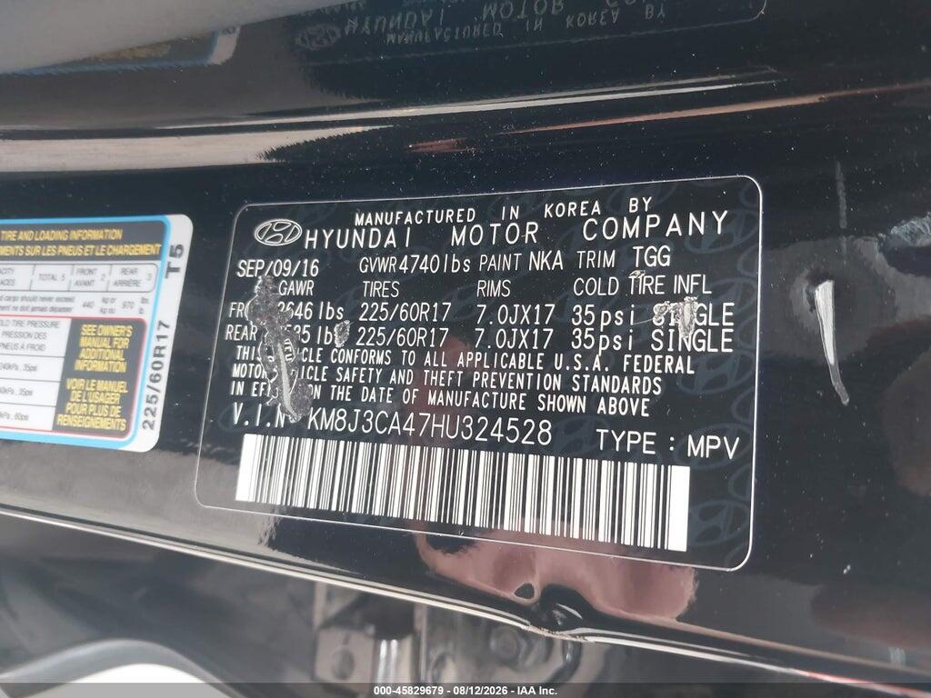 KM8J3CA47HU324528 2017 HYUNDAI TUCSON photo no. 9