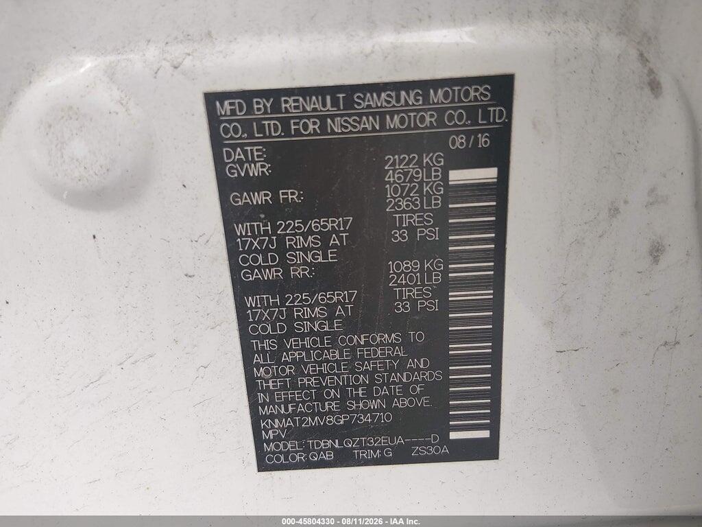 KNMAT2MV8GP734710 2016 NISSAN ROGUE photo no. 9