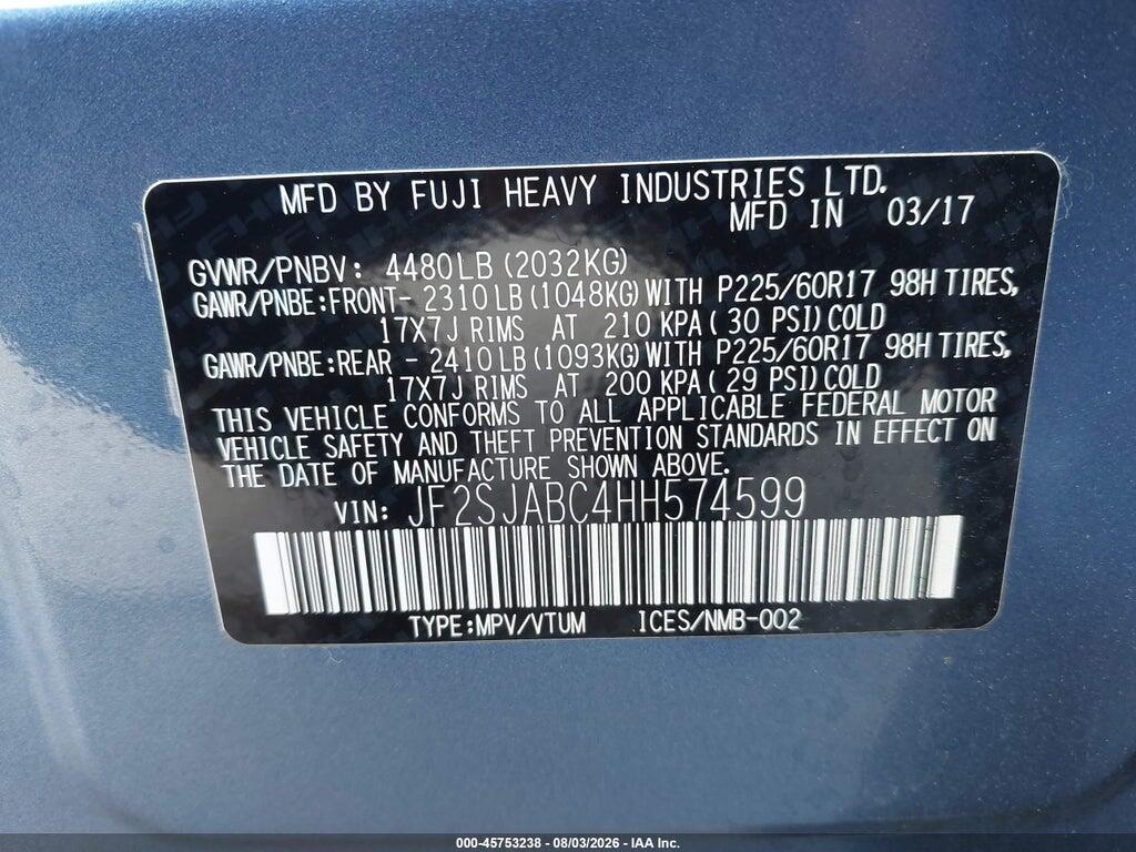 JF2SJABC4HH574599 2017 SUBARU FORESTER photo no. 9