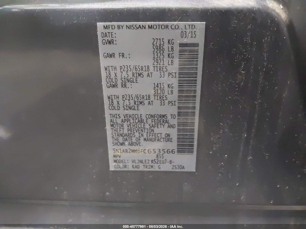 5N1AR2MM6FC653566 2015 NISSAN PATHFINDER photo no. 9