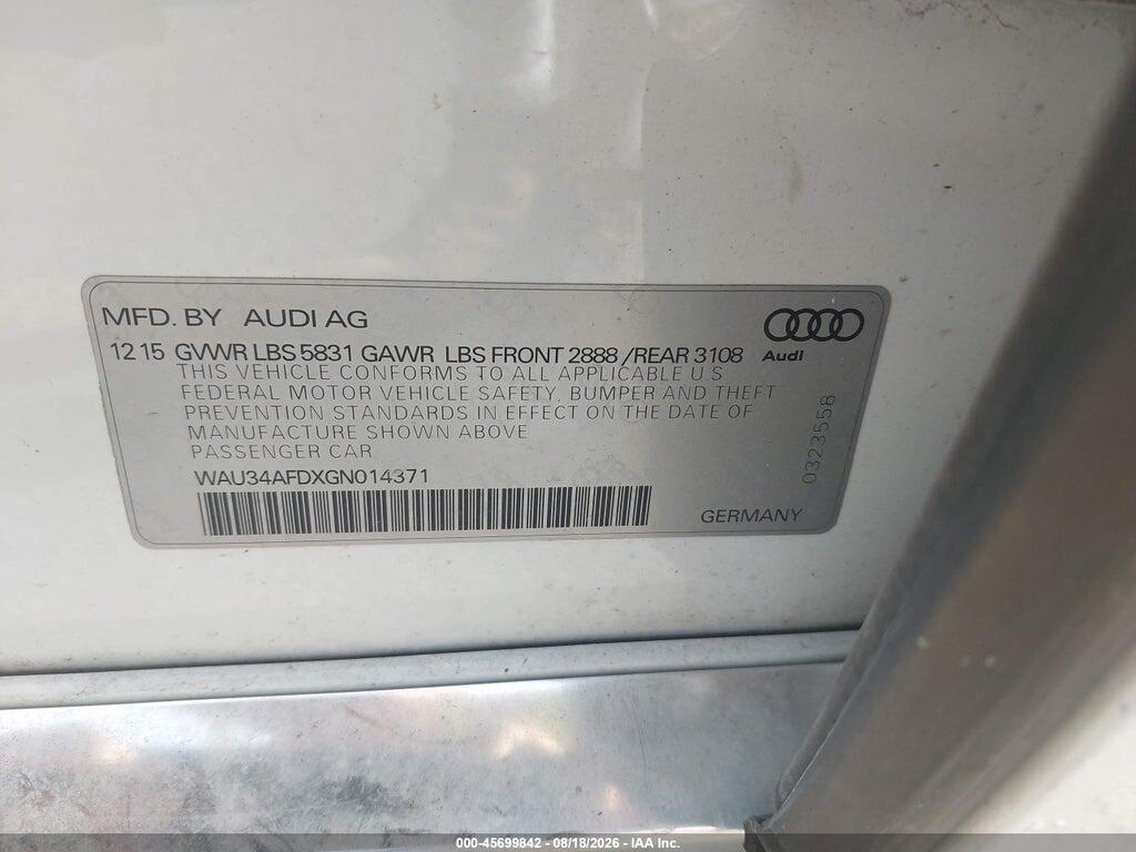 WAU34AFDXGN014371 2016 AUDI A8 L photo no. 9