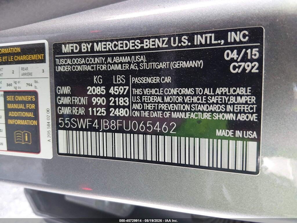 55SWF4JB8FU065462 2015 MERCEDES-BENZ C 300 photo no. 9