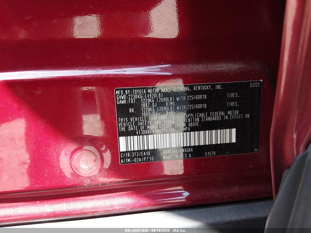 4T3D6RFV9NU074186 2022 TOYOTA RAV4 HYBRID photo no. 9