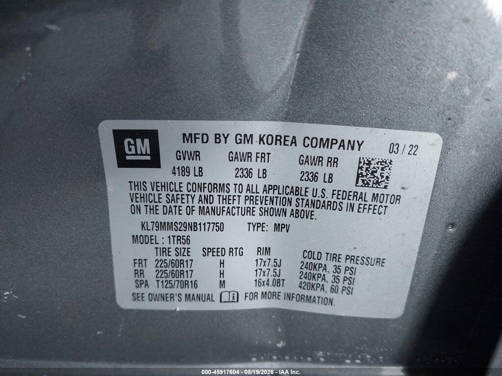 KL79MMS29NB117750 2022 CHEVROLET TRAILBLAZER photo no. 9