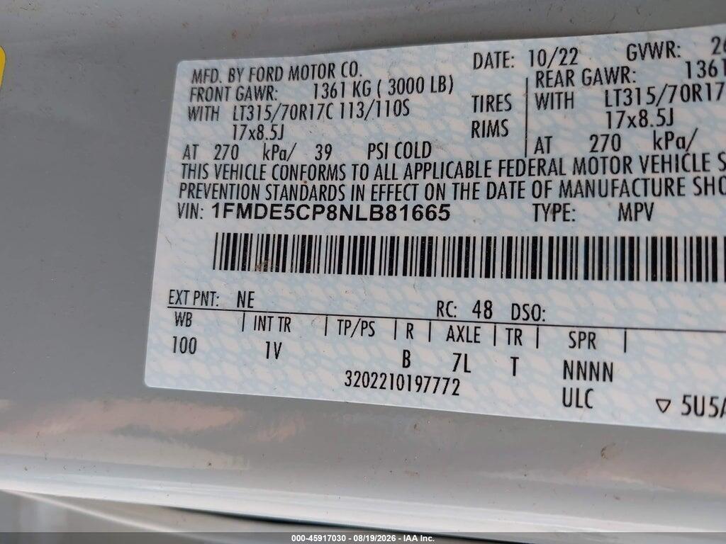 1FMDE5CP8NLB81665 2022 FORD BRONCO photo no. 9