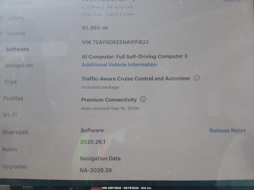 7SAYGDEE5NA015533 2022 TESLA MODEL Y photo no. 7