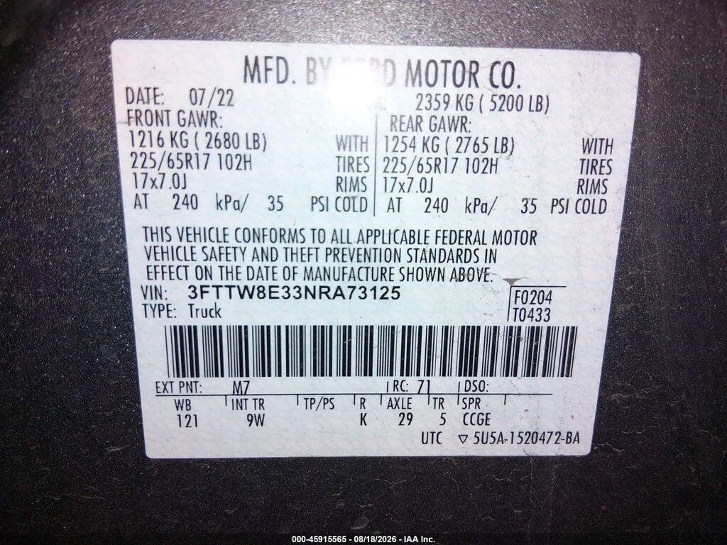 3FTTW8E33NRA73125 2022 FORD MAVERICK photo no. 9