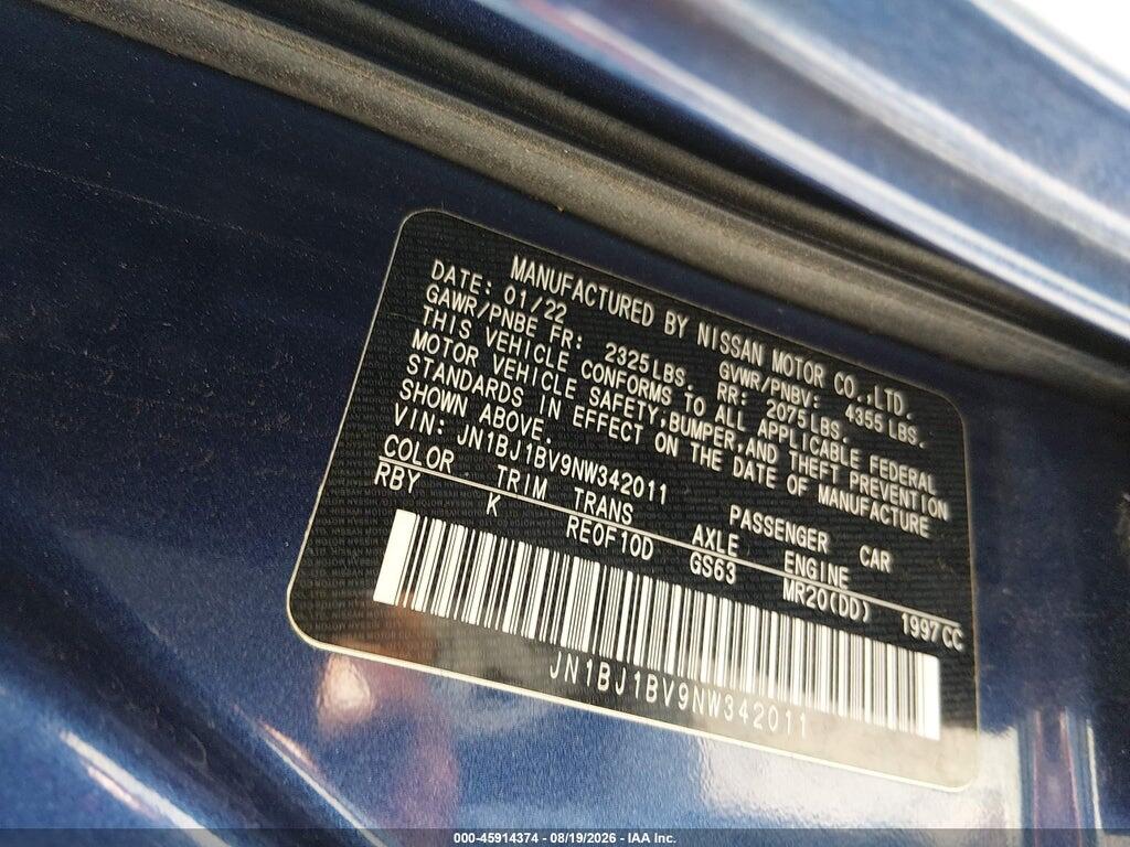 JN1BJ1BV9NW342011 2022 NISSAN ROGUE SPORT photo no. 9