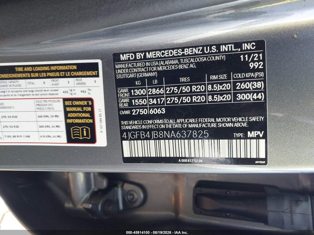 4JGFB4JB8NA637825 2022 MERCEDES-BENZ GLE 350 photo no. 9