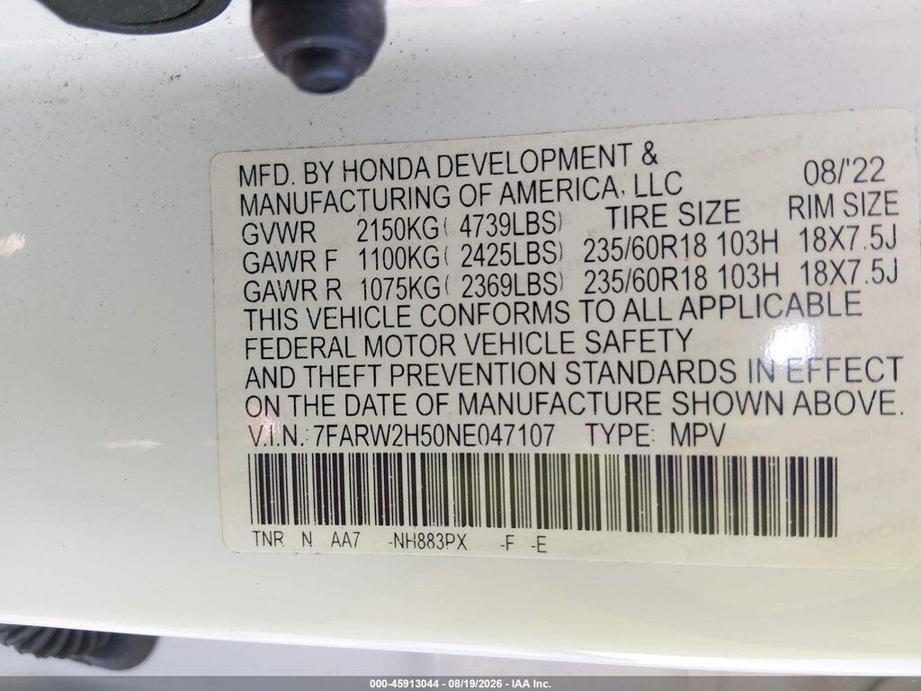 7FARW2H50NE047107 2022 HONDA CR-V photo no. 9