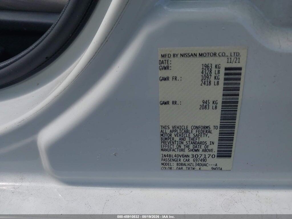 1N4BL4DV6NN307170 2022 NISSAN ALTIMA photo no. 9