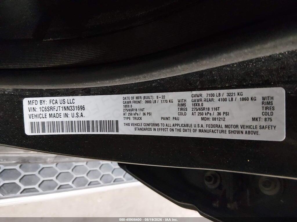 1C6SRFJT1NN331696 2022 RAM 1500 photo no. 9