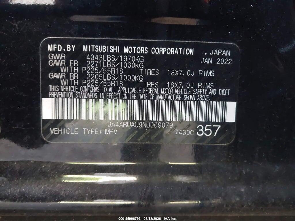 JA4ARUAU9NU009079 2022 MITSUBISHI OUTLANDER SPORT photo no. 9