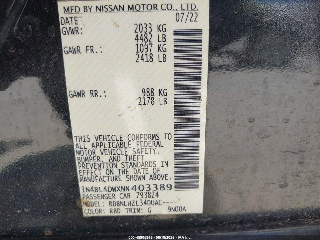 1N4BL4DWXNN403389 2022 NISSAN ALTIMA photo no. 9