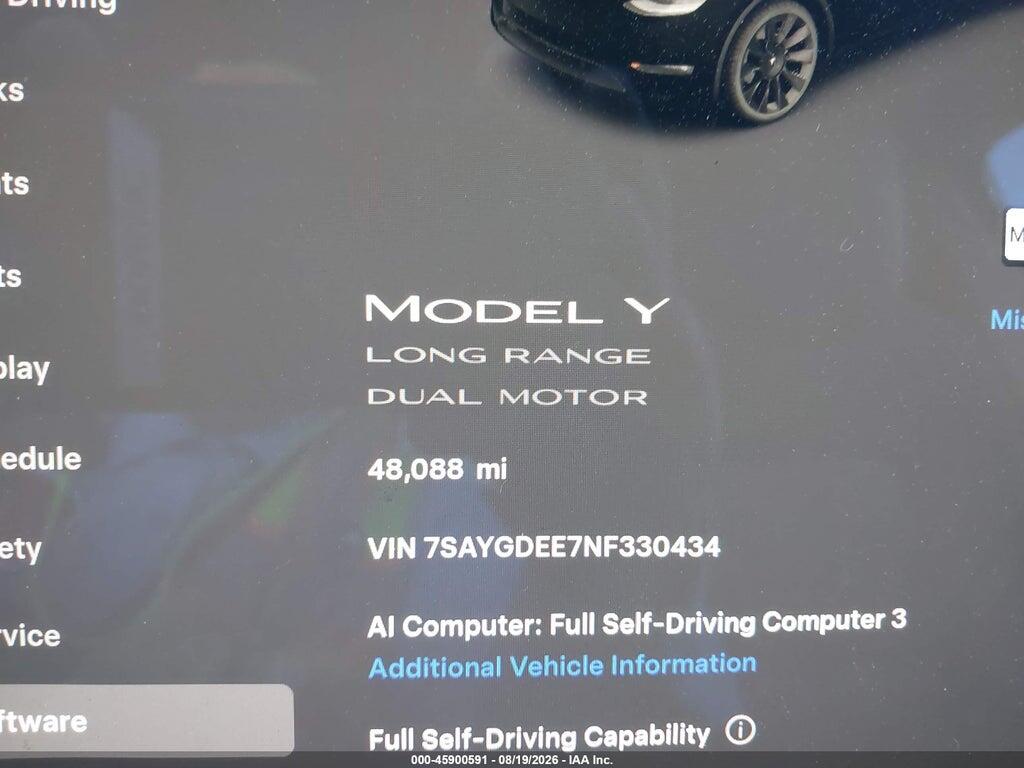 7SAYGDEE7NF330434 2022 TESLA MODEL Y photo no. 7