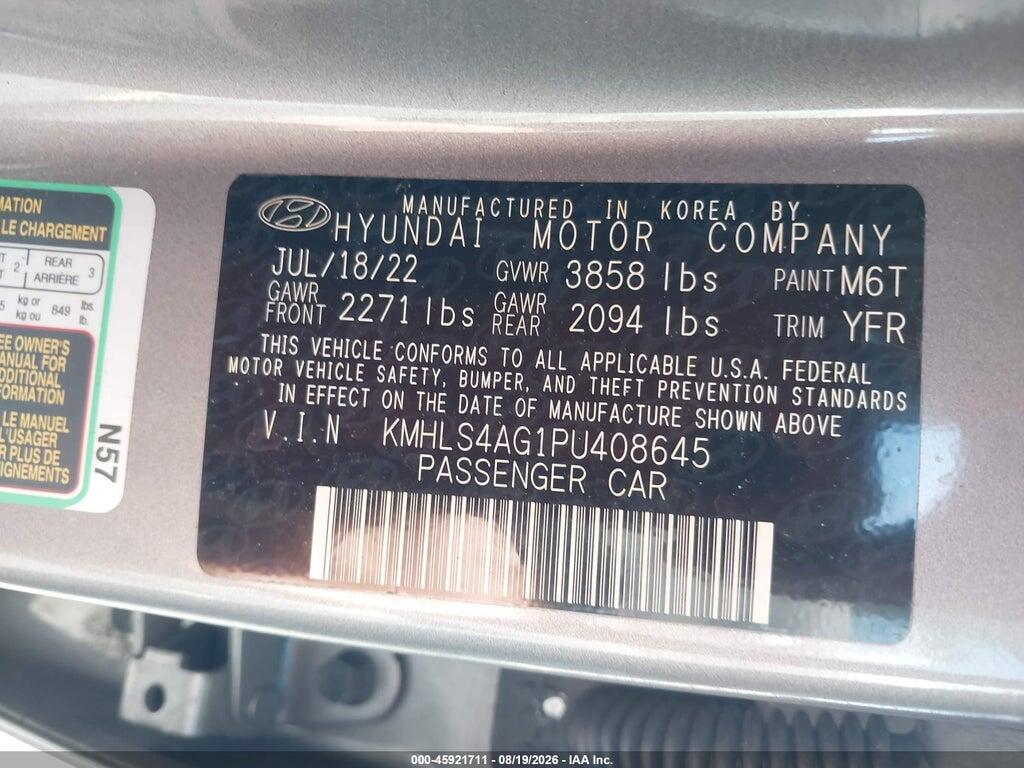 KMHLS4AG1PU408645 2023 HYUNDAI ELANTRA photo no. 9
