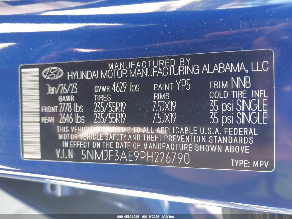 5NMJF3AE9PH226790 2023 HYUNDAI TUCSON photo no. 9