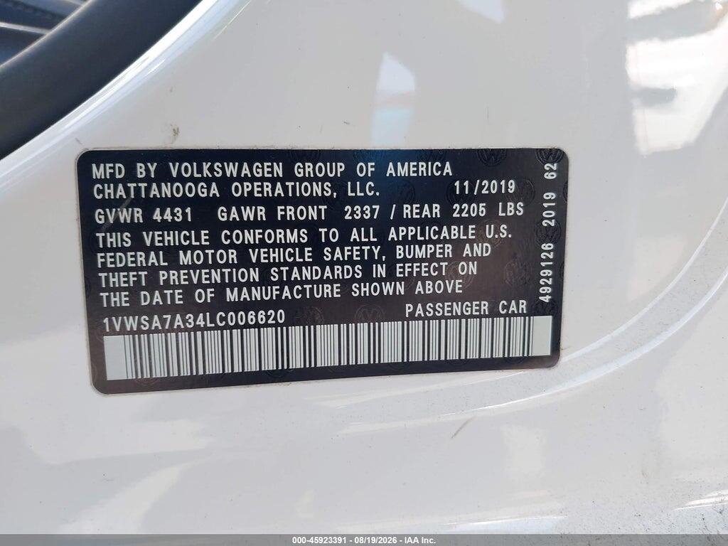 1VWSA7A34LC006620 2020 VOLKSWAGEN PASSAT photo no. 9