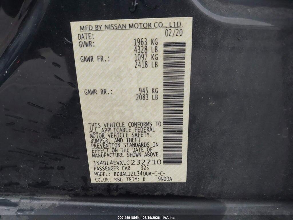 1N4BL4EVXLC232710 2020 NISSAN ALTIMA photo no. 9