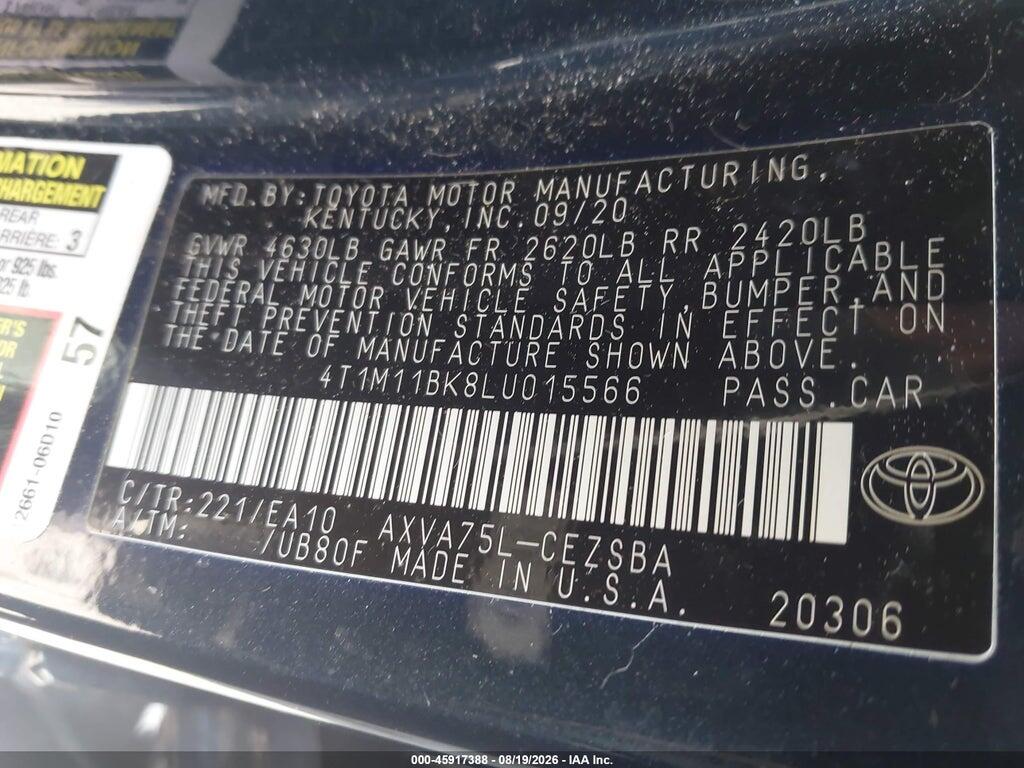 4T1M11BK8LU015566 2020 TOYOTA CAMRY photo no. 9
