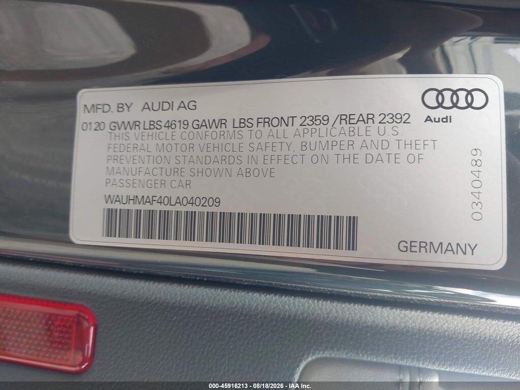 WAUHMAF40LA040209 2020 AUDI A4 photo no. 9