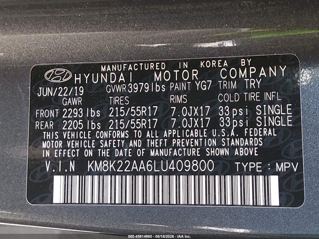 KM8K22AA6LU409800 2020 HYUNDAI KONA photo no. 9