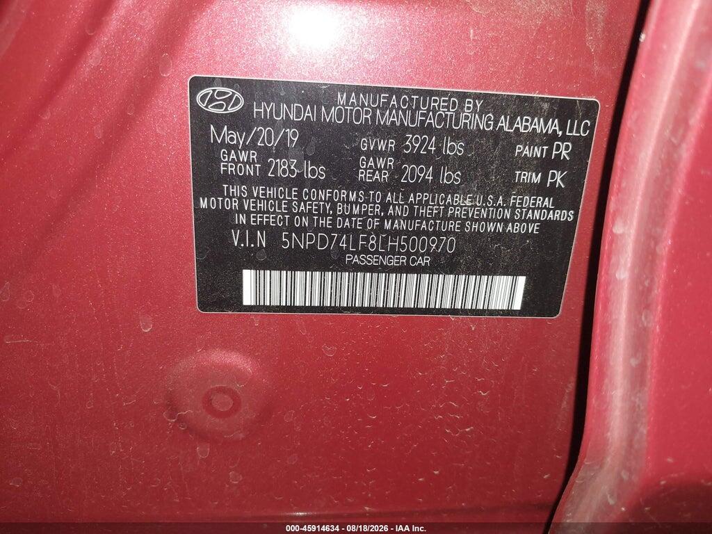 5NPD74LF8LH500970 2020 HYUNDAI ELANTRA photo no. 9