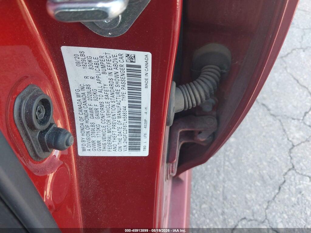 2HGFC2F67LH588344 2020 HONDA CIVIC photo no. 9
