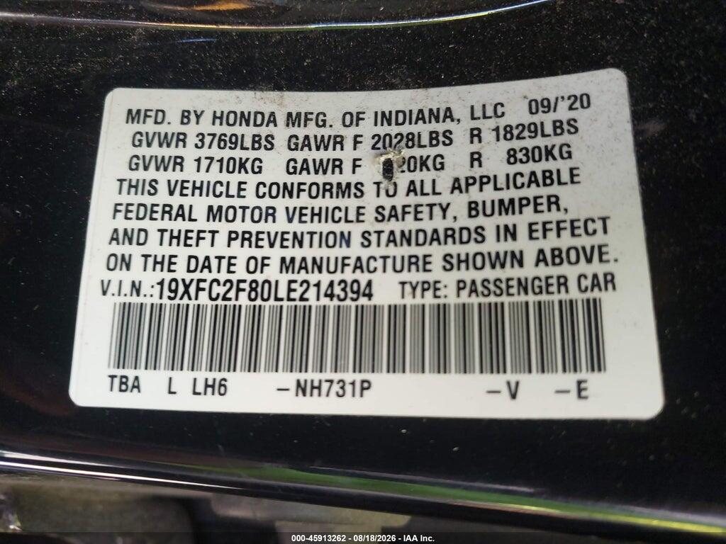 19XFC2F80LE214394 2020 HONDA CIVIC photo no. 9