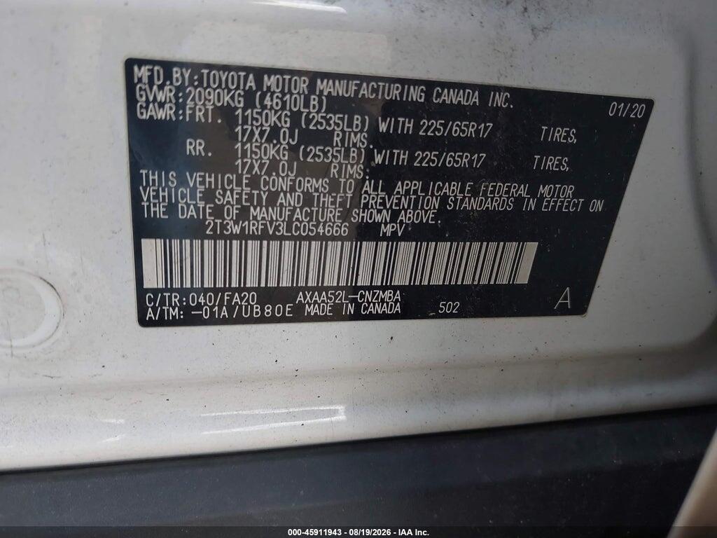 2T3W1RFV3LC054666 2020 TOYOTA RAV4 photo no. 9