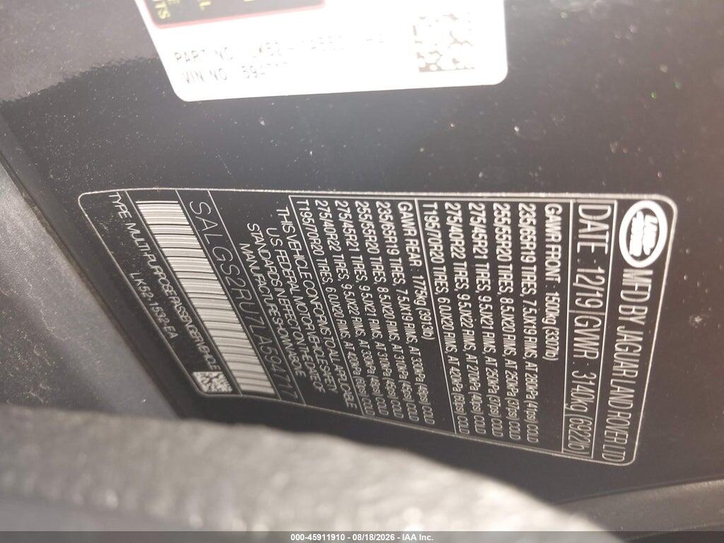 SALGS2RU7LA594717 2020 LAND ROVER RANGE ROVER photo no. 9