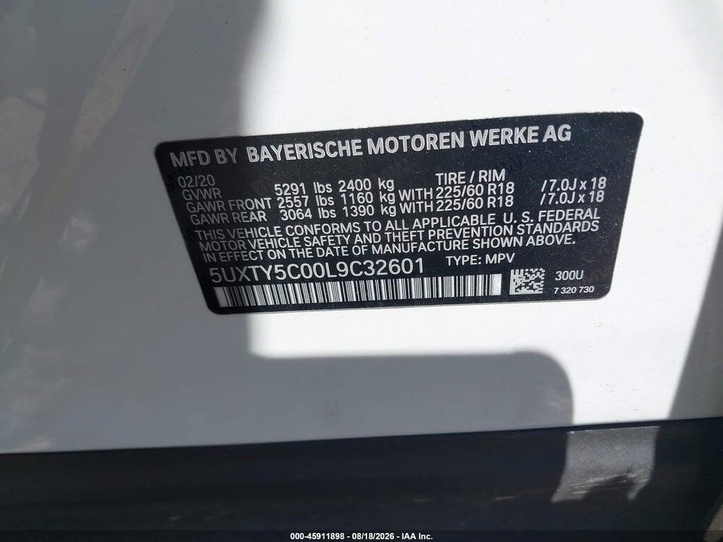 5UXTY5C00L9C32601 2020 BMW X3 photo no. 9