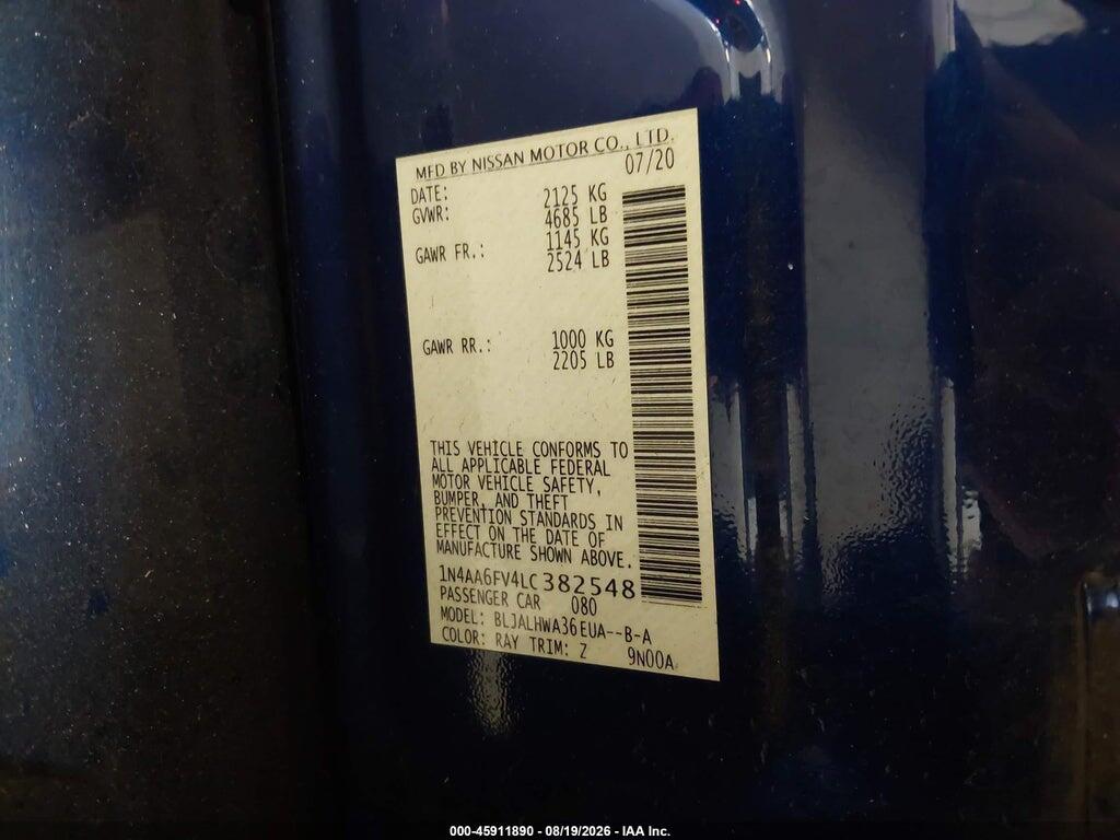1N4AA6FV4LC382548 2020 NISSAN MAXIMA photo no. 9