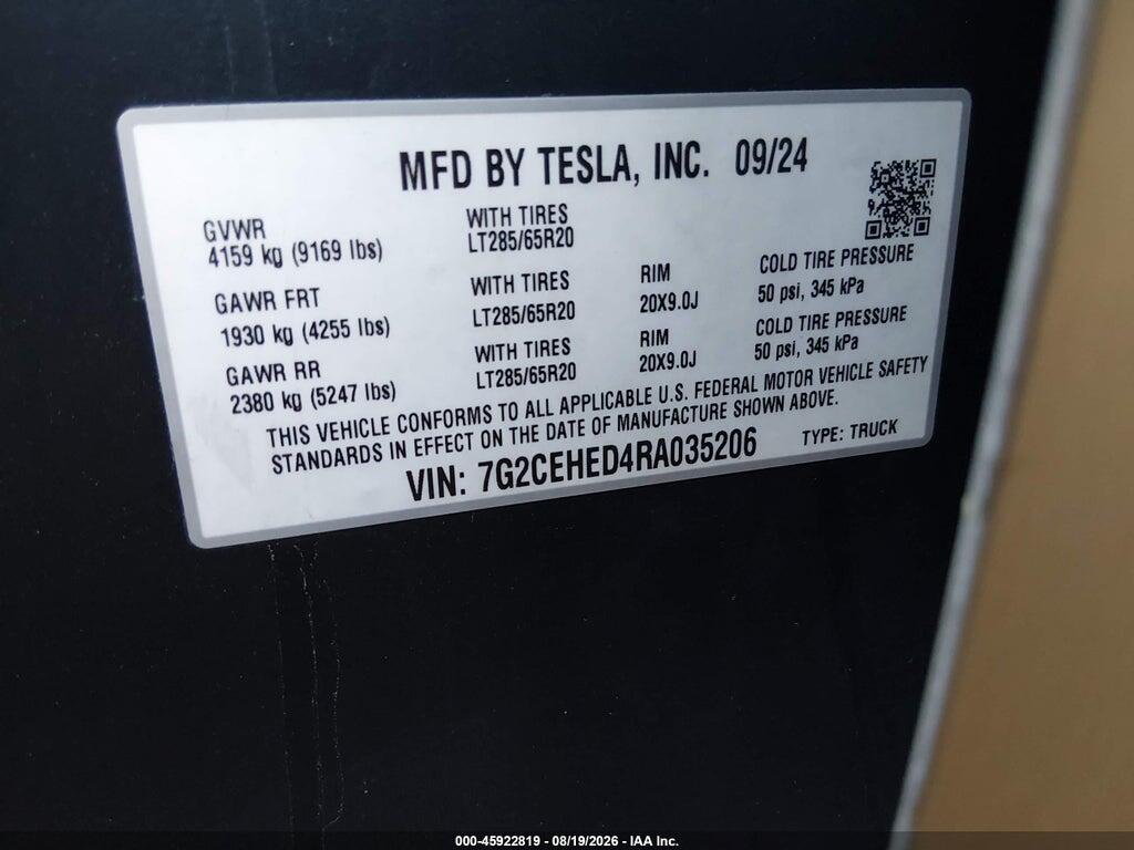 7G2CEHED4RA035206 2024 TESLA CYBERTRUCK photo no. 9