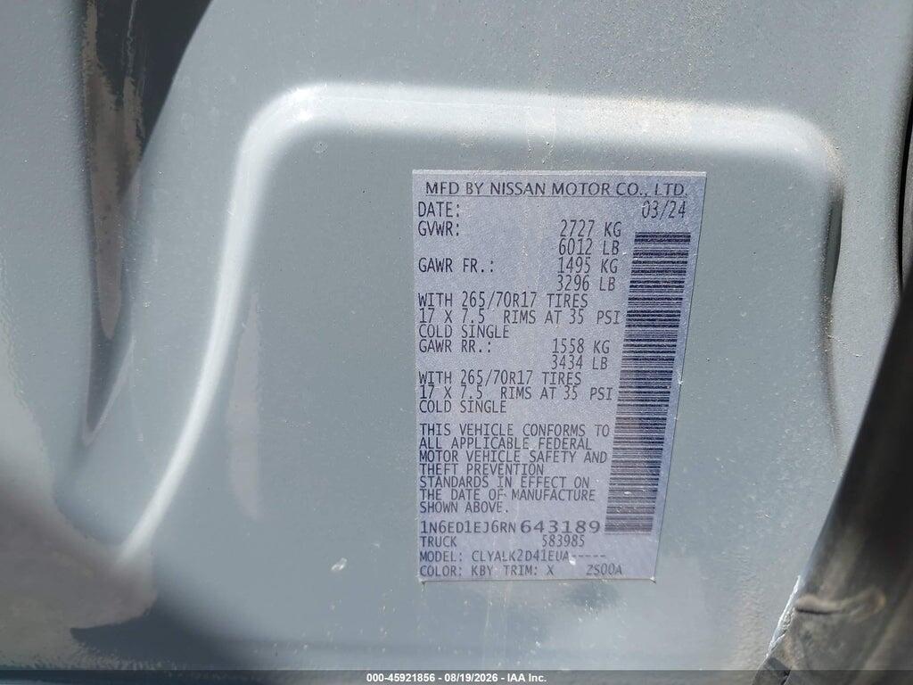 1N6ED1EJ6RN643189 2024 NISSAN FRONTIER photo no. 9