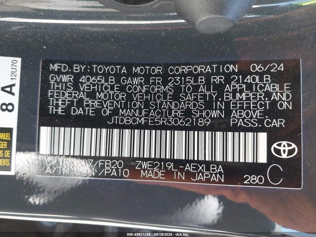 JTDBCMFE5R3062189 2024 TOYOTA COROLLA photo no. 9