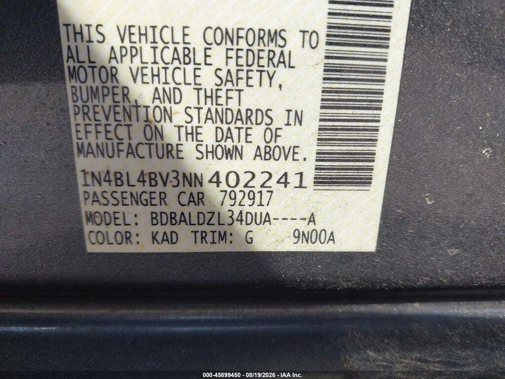 1N4BL4BV3NN402241 2022 NISSAN ALTIMA photo no. 9