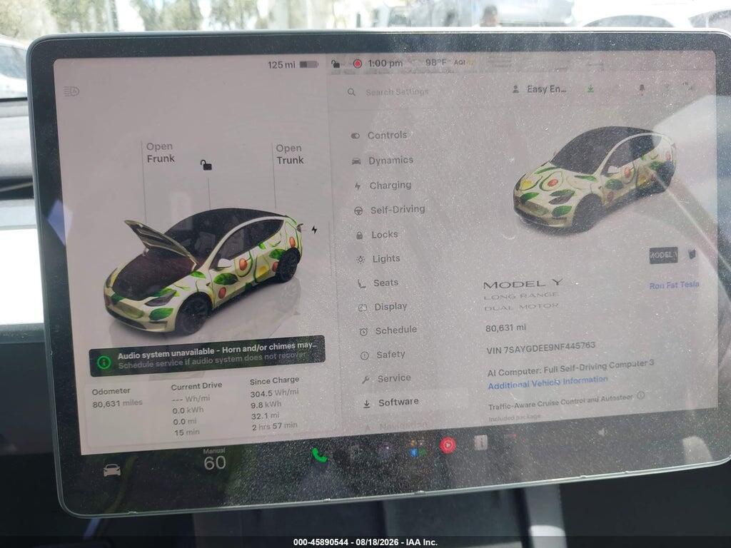 7SAYGDEE9NF445763 2022 TESLA MODEL Y photo no. 7