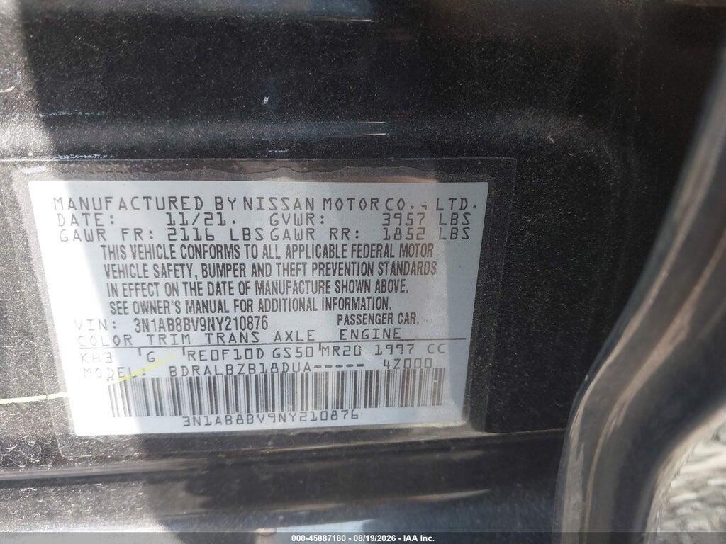 3N1AB8BV9NY210876 2022 NISSAN SENTRA photo no. 9
