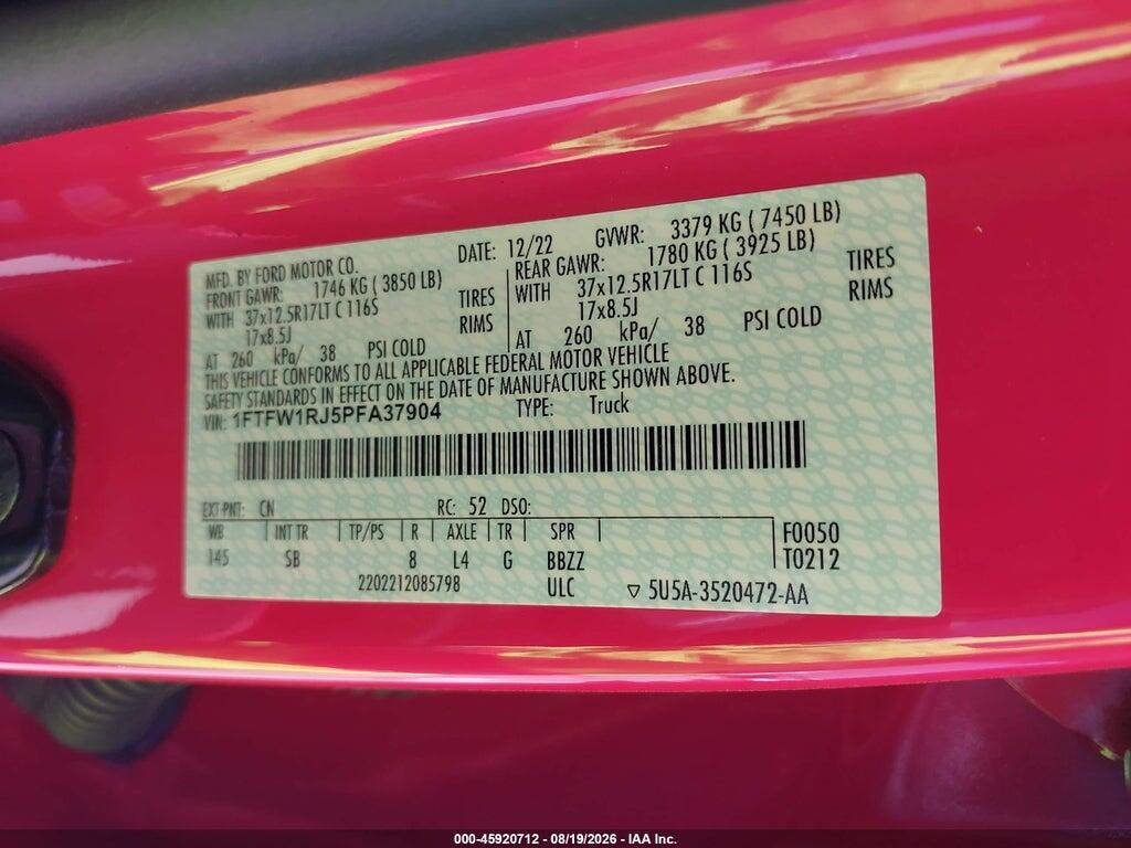1FTFW1RJ5PFA37904 2023 FORD F-150 photo no. 9