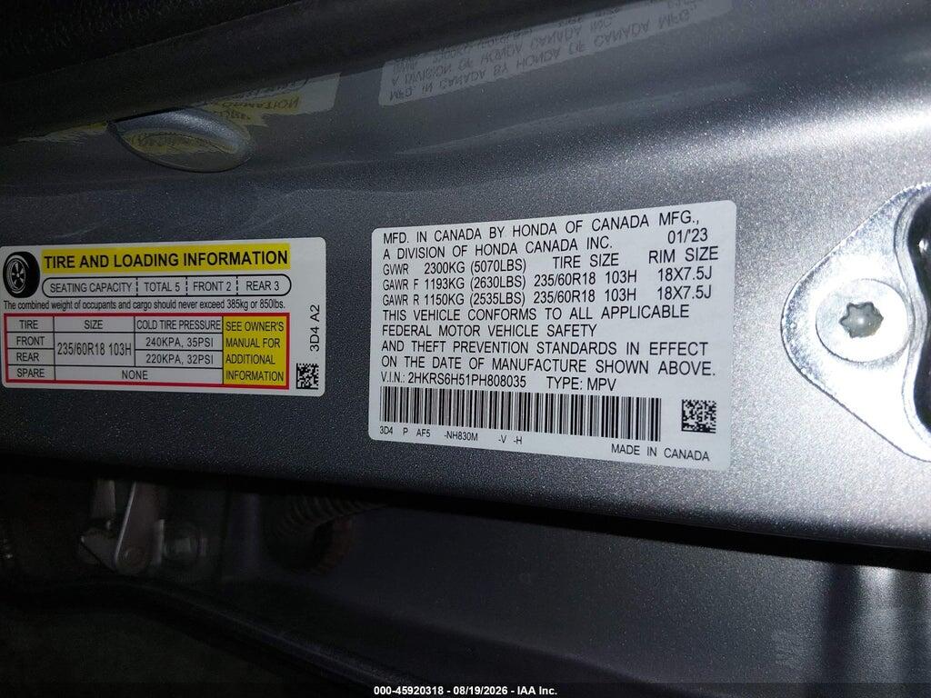 2HKRS6H51PH808035 2023 HONDA CR-V HYBRID photo no. 9