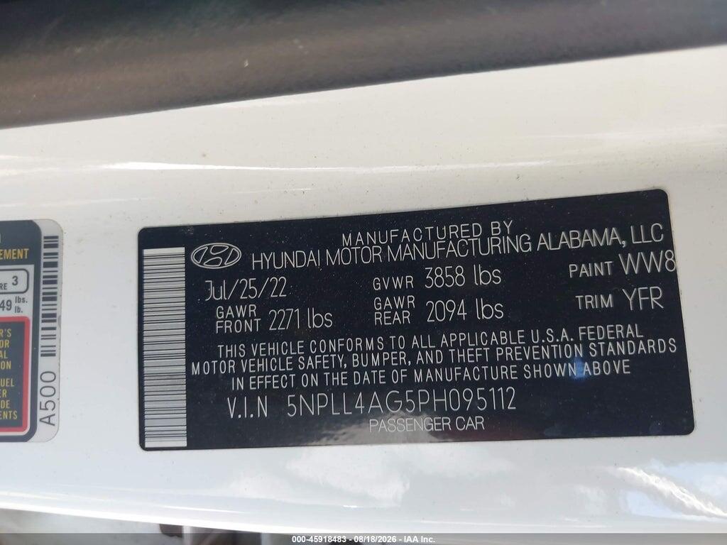 5NPLL4AG5PH095112 2023 HYUNDAI ELANTRA photo no. 9